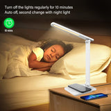LED Folding Reading Table Lamp 15W QI Wireless Charging Touch Dimmable Color Grading To Protect Eyes for Bedroom Bedside Office