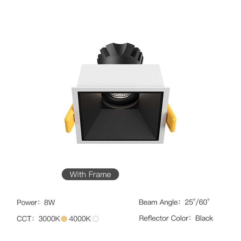  Led Recessed Ceiling Spotlight Square LED Downlight Aluminum Anti-glare Embedded Ceiling Lamps For Indoor Lighting 110V