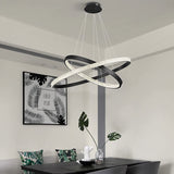 Modern 2 LED Circular Rings Crystal Pendent Light 3000K Single Color for Living Room