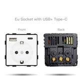  Wall Light Switches Glass Panel Parts White USB Sockets Function Parts  DIY EU CAT5 TV Sockets Power Outlet Parts