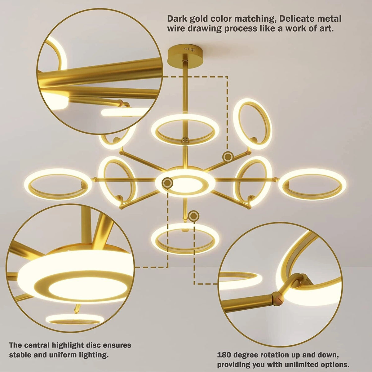 LED Ceiling Lights Modern Chandelier Indoor Hanging Lamps Fixture Remote Dimmable Home Decor Lustre For Dining Room Living Room