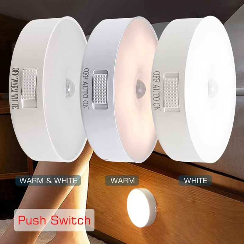 Motion Sensor Light USB Night Light Bedroom Decor Wireless LED Wall Lamp for Kitchen Stairs Hallway Cabinet Closet Wardrobe