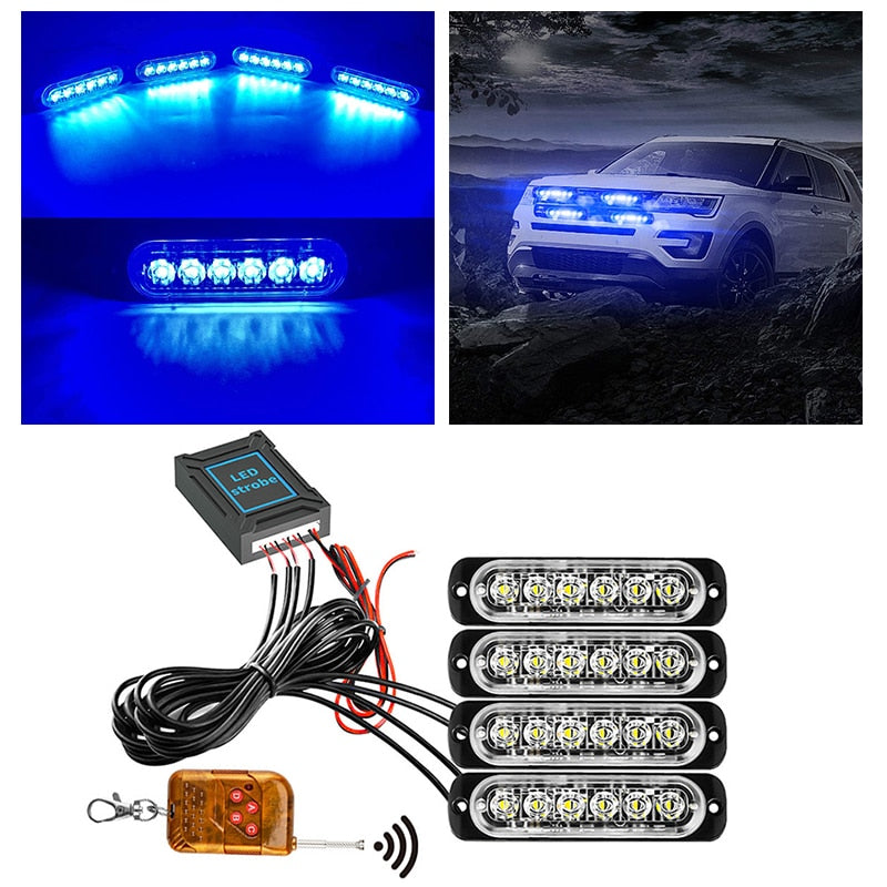 24 LED Strobe Light Wireless Car Emergency Flashing Light Car LED 12V Trailer Truck Strobos Police Warning Light Auto Diode Lamp