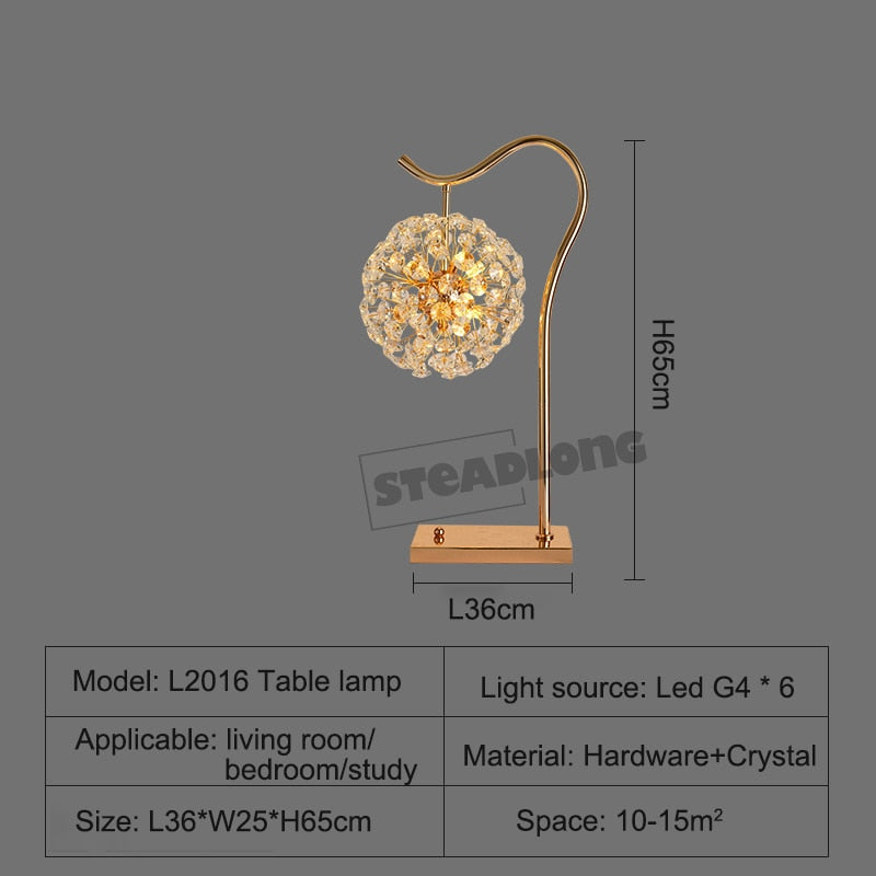 Morden LED Sun Flower Crystal Table Lamps Iron Creative Art Floor Lamp living Room Bedroom Study Bedside Lighting lustre Decor