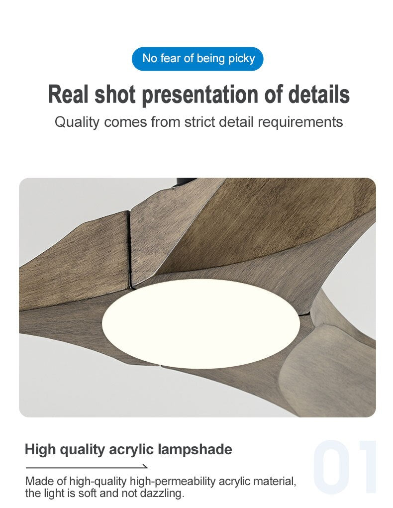 Modern 60/70 Inches Wooden Ceiling Fan With Led Light And Control For Bedroom Living Room Home Office Lounge Ceiling Fans