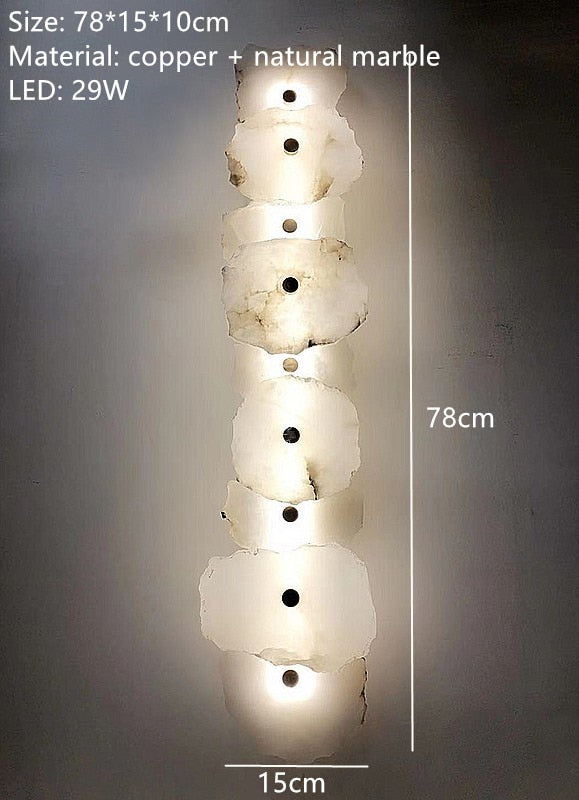 Novelty Natural Marble LED Wall Lights Gold Copper Every Piece Different Sconces Lamp For Foyer Dining Room Bedroom Aisle