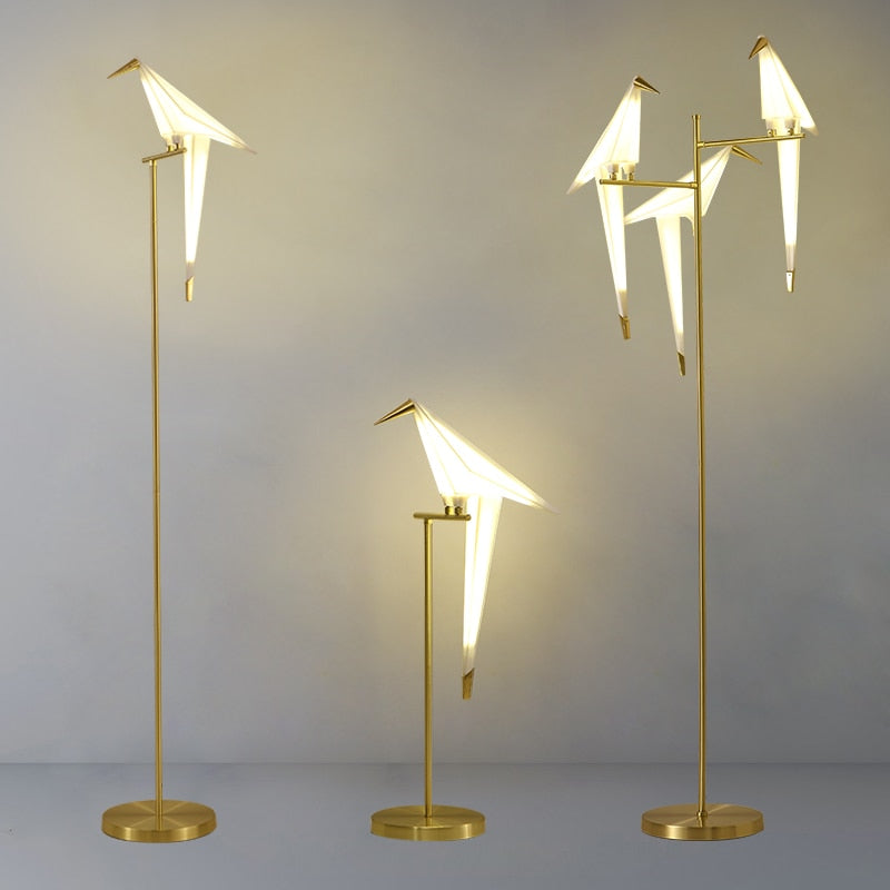 Nordic Acrylic Bird Floor Lamp for Living Room Luxury Paper Cranes Floor Ls Bedroom Paper Crane Lamp Bird Floor Lamp Fixture Led