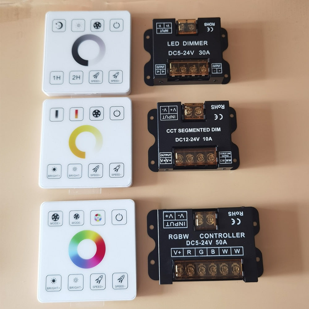 86sty 2.4G RF Single color/CCT/RGB/RGBW/RGBWC LED Strip Light Controller wireless remote Touch Panel Switch Dimmer 5V 12V 24V