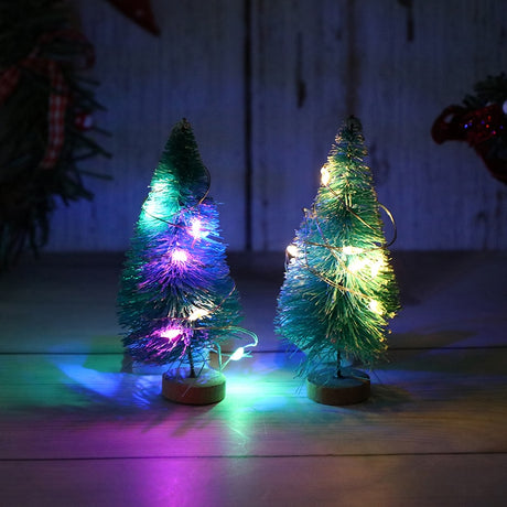 1Pc Cute Mini LED Christmas Tree Lamp Night Light Colorful LED Fiber Optic Nightlight Kid Xmas Decoration Gift Luminous Light