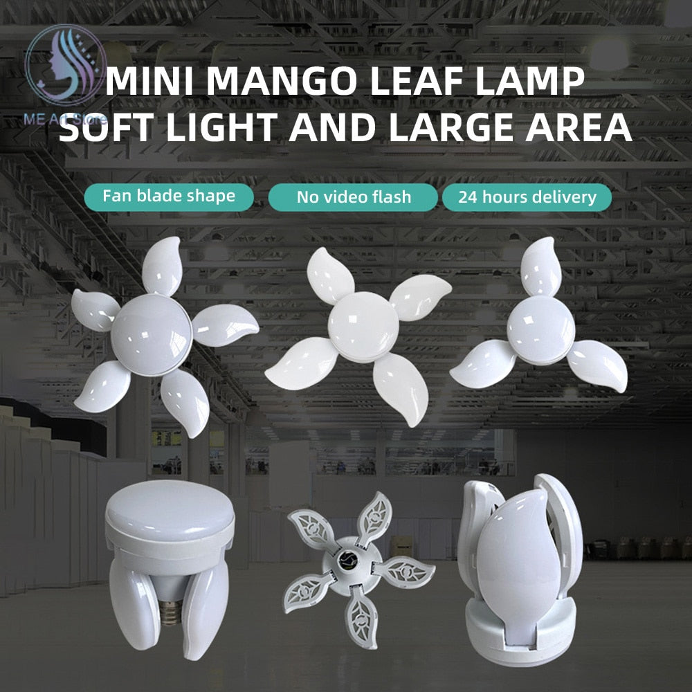 Folding Light Bulb Household Super Bright Energy Saving Foldable Garage Chandelier Five Leaf Light Bulb Adjustable Ceiling Light