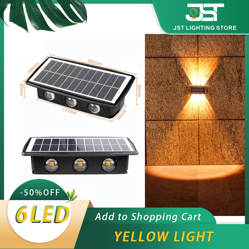 Solar LED Wall Light Outdoor Waterproof Garden Lights Wall Washer Villa Exterior Wall Lamp Terrace Strong Brightness Solar Lamps