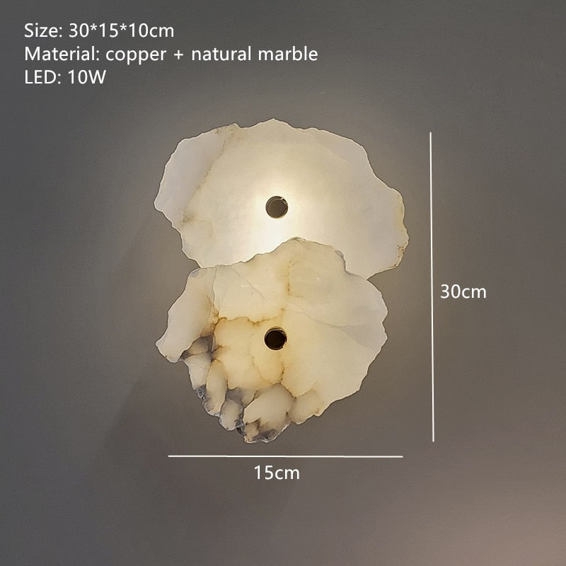 Novelty Natural Marble LED Wall Lights Gold Copper Every Piece Different Sconces Lamp For Foyer Dining Room Bedroom Aisle