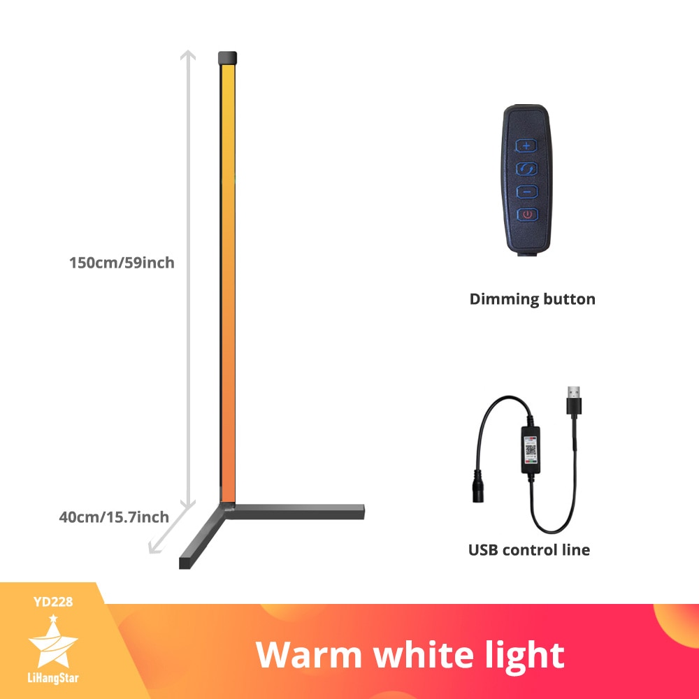 RGB LED Floor Lamp Bedroom Bedside Decoration Corner Floor Lamp WIFI Bluetooth App and Remote Control Indoor Atmosphere Lamp