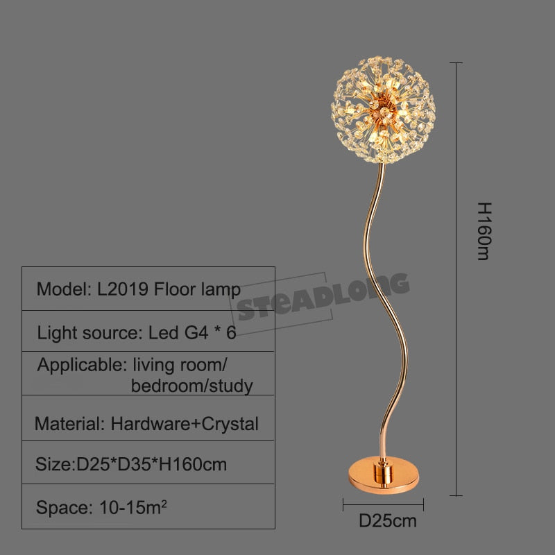 Morden LED Sun Flower Crystal Table Lamps Iron Creative Art Floor Lamp living Room Bedroom Study Bedside Lighting lustre Decor