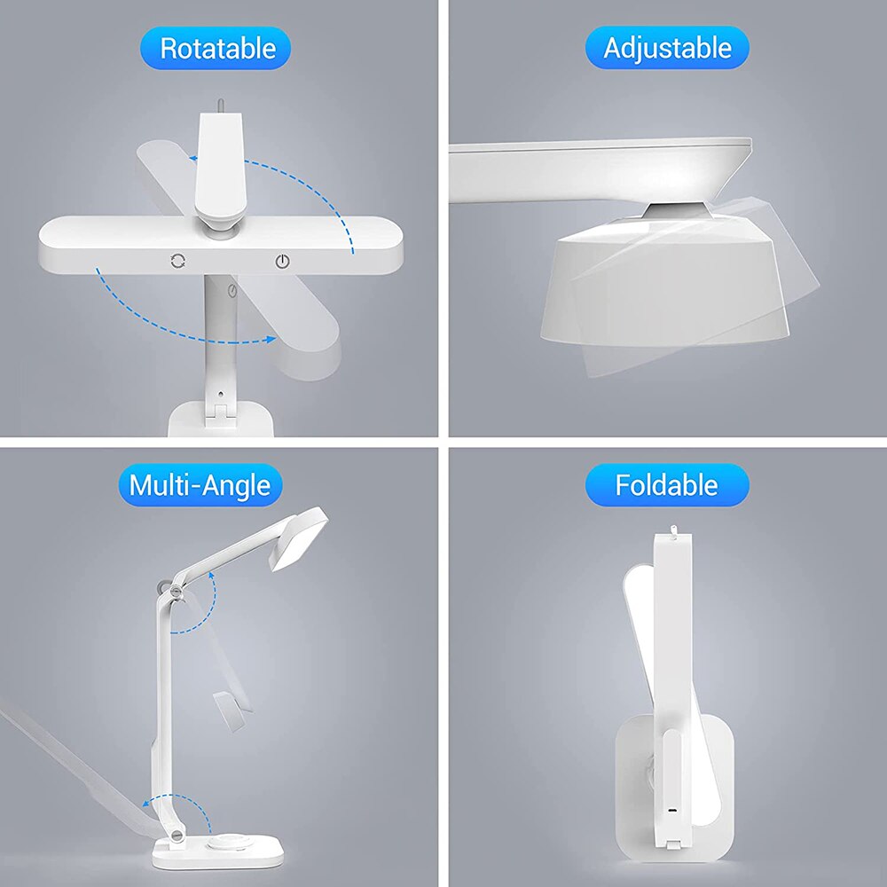 Remote Control Adjustable LED Desk Lamp Eye-Caring Office Light Rechargeable Touch Control Stepless Dimming Reading Table Lights