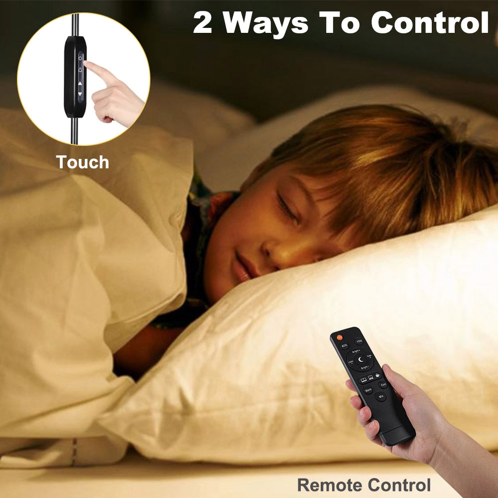 Remote Control Dimmable Standing Light EU Plug 150cm LED Floor Lamp 12W Flexible Gooseneck Touch Dimming for Study Living Room