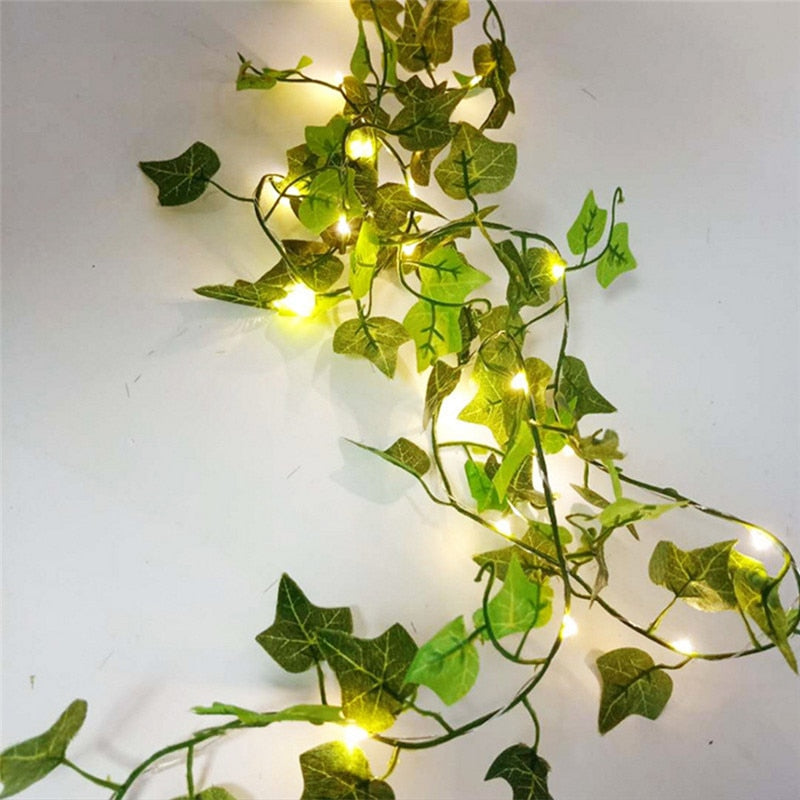 Flower Green Leaf String Lights Artificial Vine Fairy Lights Battery Powered Christmas Tree Garland Light for Wedding Home Decor