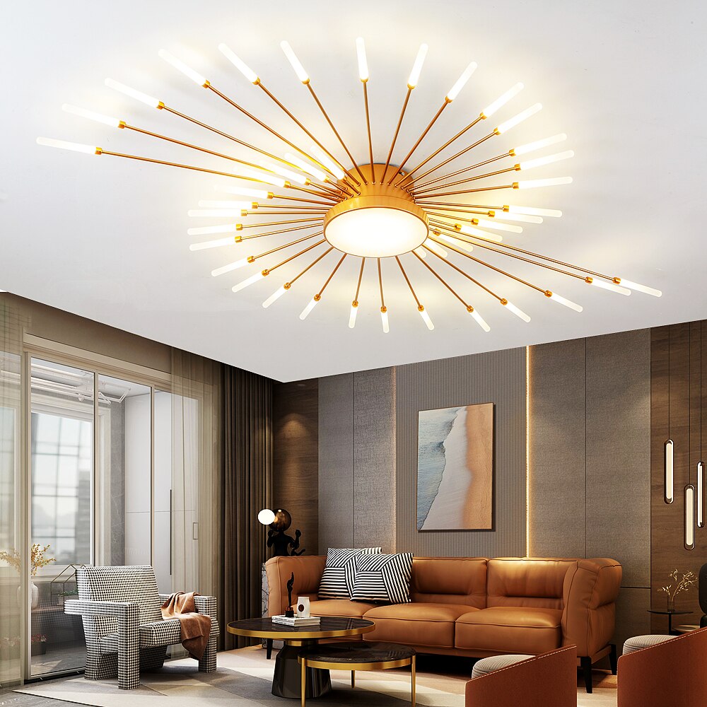 Led Firework Chandelier Dimmable For Living Room Bedroom Modern Ceiling Chandelier Dining Room Ceiling Lamp With Remote Control