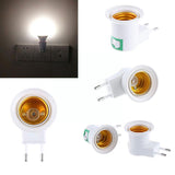 Practical White E27 Led Light Socket To Eu Plug Holder Adapter Converter On/off For Bulb Lamp Holder H1t5