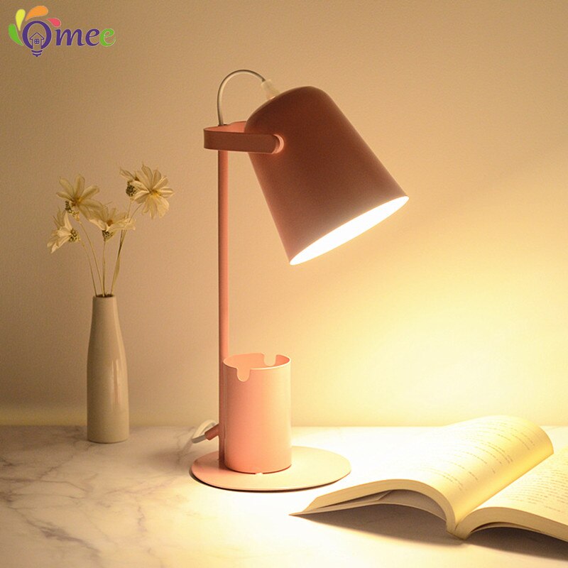 Nordic Iron Art LED Fashion Simple Desk Lamps Eye Protection Dimming Metal Pen Holder Table Lamp Living Room Bedroom Home Decor