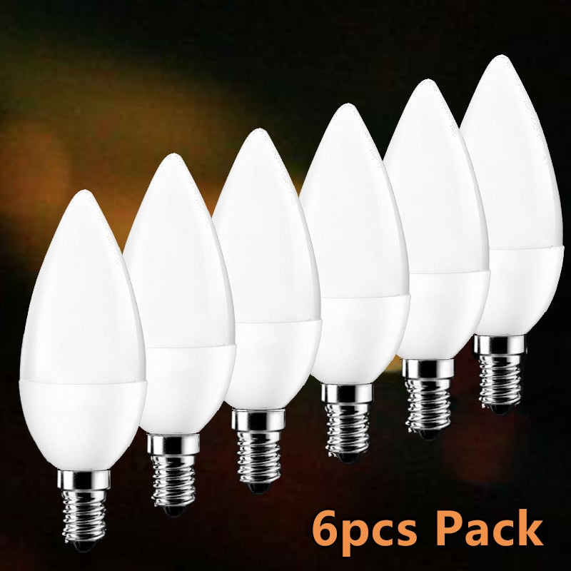 6pcs/Lot led Candle Bulb E14 LED Lamp Indoor Light 220V-240V 5W LED Chandelier Warm Cold White For Home Decoration