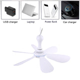Silent 6 Leaves USB Powered Ceiling Canopy Fan for Camping Bed Dormitory Tent