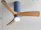 Low Floor Ceiling Fans 36 42 48 56 Inches Remote Control Fans Lamp Design Ceiling Fan With Light Wood+White DC Motor Led Fans