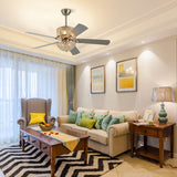 Crystal Ceiling Fan Light with Remote Control Reversible Wooden Blades Fan Chandelier for Living Room