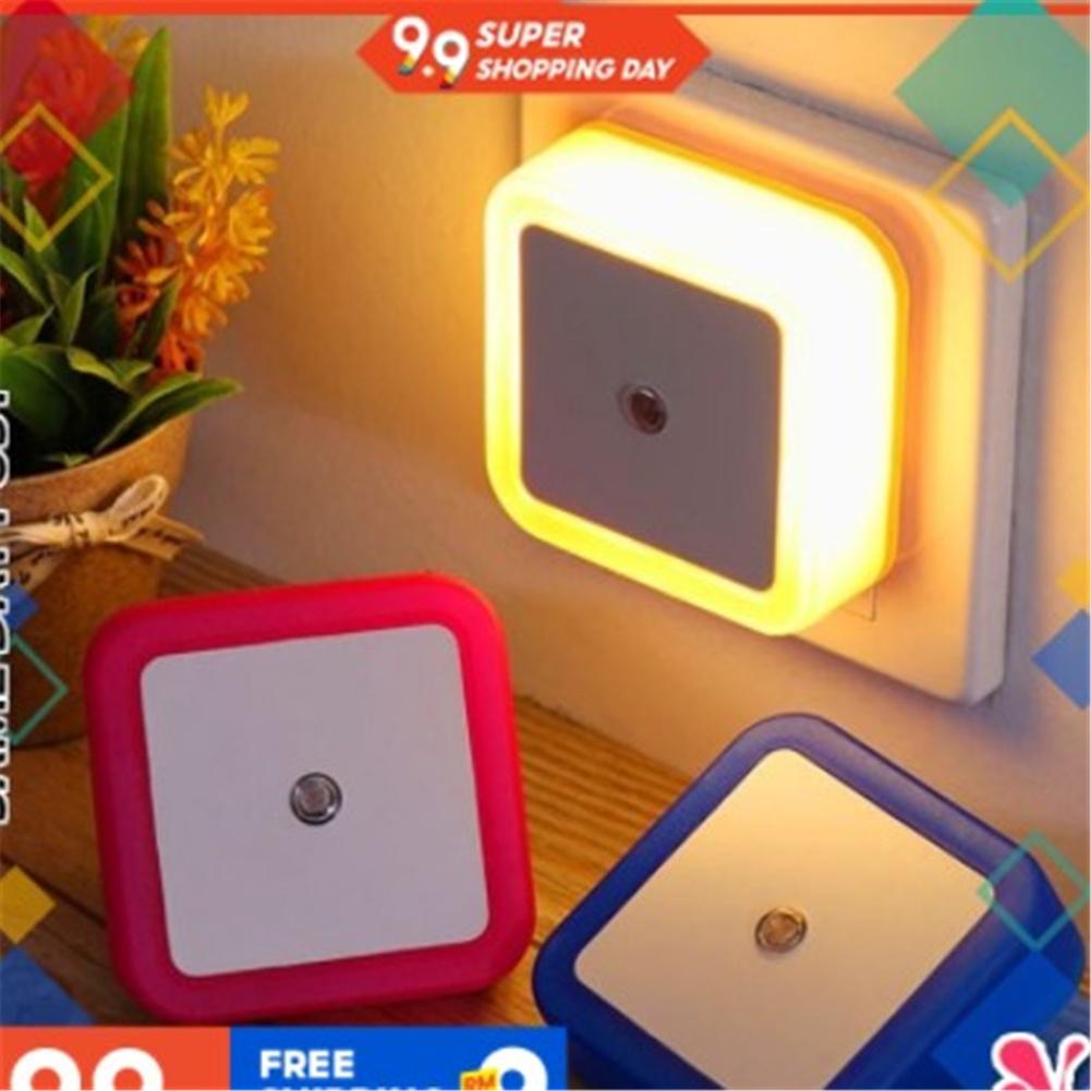 Mini LED Night Light EU/US Plug-in Dusk to Dawn Sensor Wall Nights Lamp Square for Bedroom Hallway Stairs Corridor 110V 220V