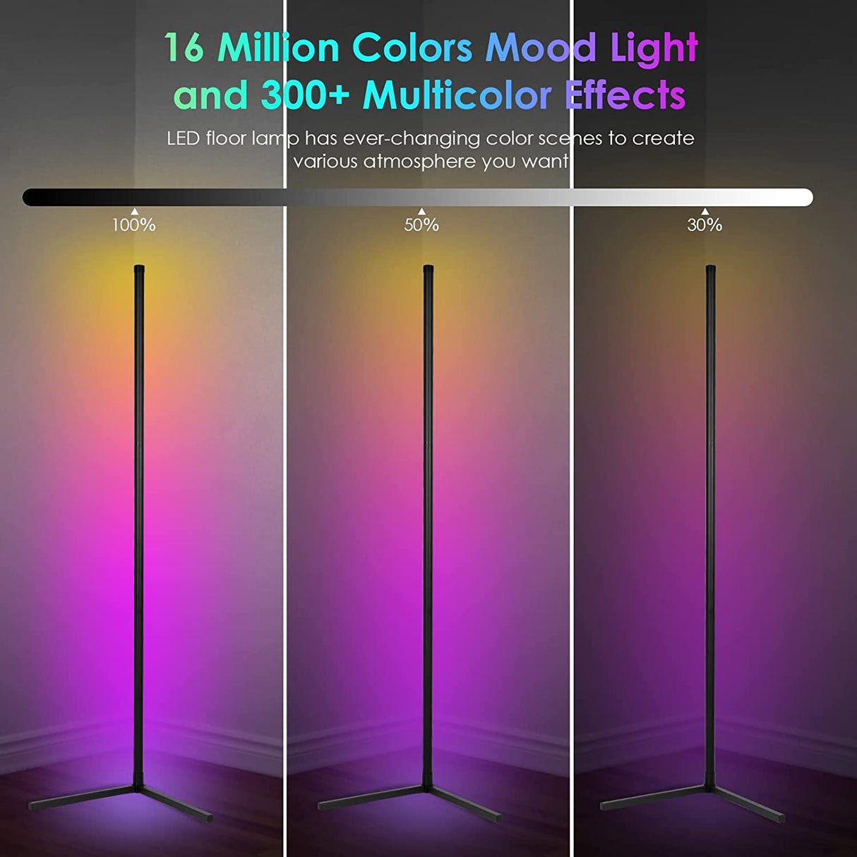 WIFI Tuya Corner Standing Floor Lamp Smart Alexa Lamp RGB Mood lighting 59" Dimmable Led Light for living room Nordic Home Decor