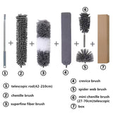 2023 Telescopic Cleaning Duster Brush Extended Long Crevice Spider Web Microfiber Brushes Bendable Household Dust Clean Remover