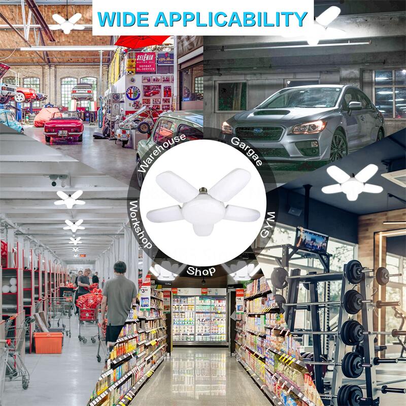 5+1 60W Blades Deformable LED Garage Light E27 Adjustable Shop Top Ceiling Lamp Professional Warehouse Foldable Fan Lamps 220V