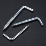 2/5/10/20pcs Square Bend Hook L Cup Hanger Screw-in Wall Picture Photo Frame Lamp Light Eyescrew 20-100mm 14-Sizes Zinc-Plated