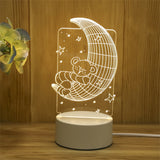 Kids Night Light 3D LED Night Lamp Creative Table Bedside Lamp Romantic Heart Bear Light Kids Gril Home Decor Christmas Gift