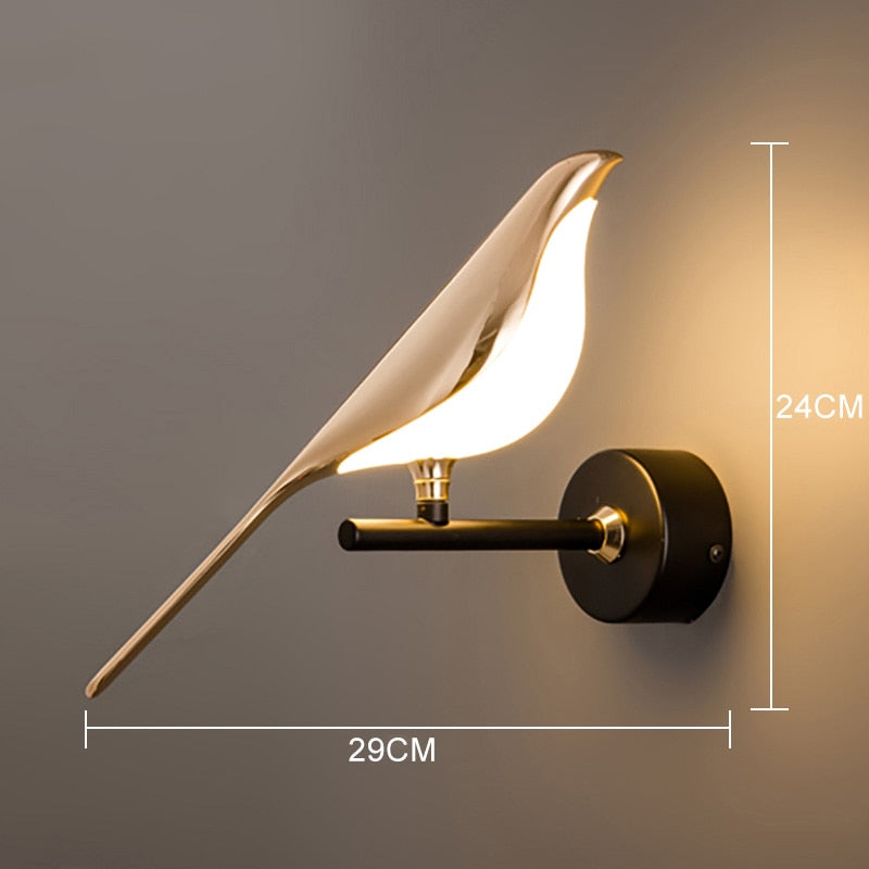 LED Golden Bird Wall Lamp Parlor Bar Bedside Hanging Light Novelty Rotatable Wall Lamp Bedroom Bedside Indoor Sconce
