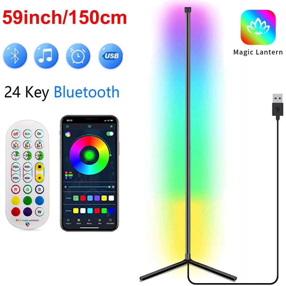 Living Room Dimmable Corner Floor Lamp 150cm Stand Tuya Smart RGB LED Mood Light for Bedroom Nordic Home Decor Interior lighting