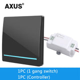 AXUS RF 433Mhz Switch Wireless Wall Switch 86 Wall Panel Transmitter Safety Switch AC 110V 220V Relay Interruptor for Light Lamp