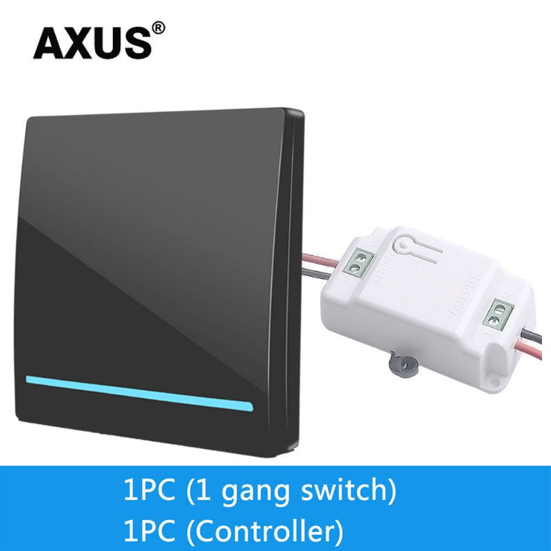 AXUS RF 433Mhz Switch Wireless Wall Switch 86 Wall Panel Transmitter Safety Switch AC 110V 220V Relay Interruptor for Light Lamp