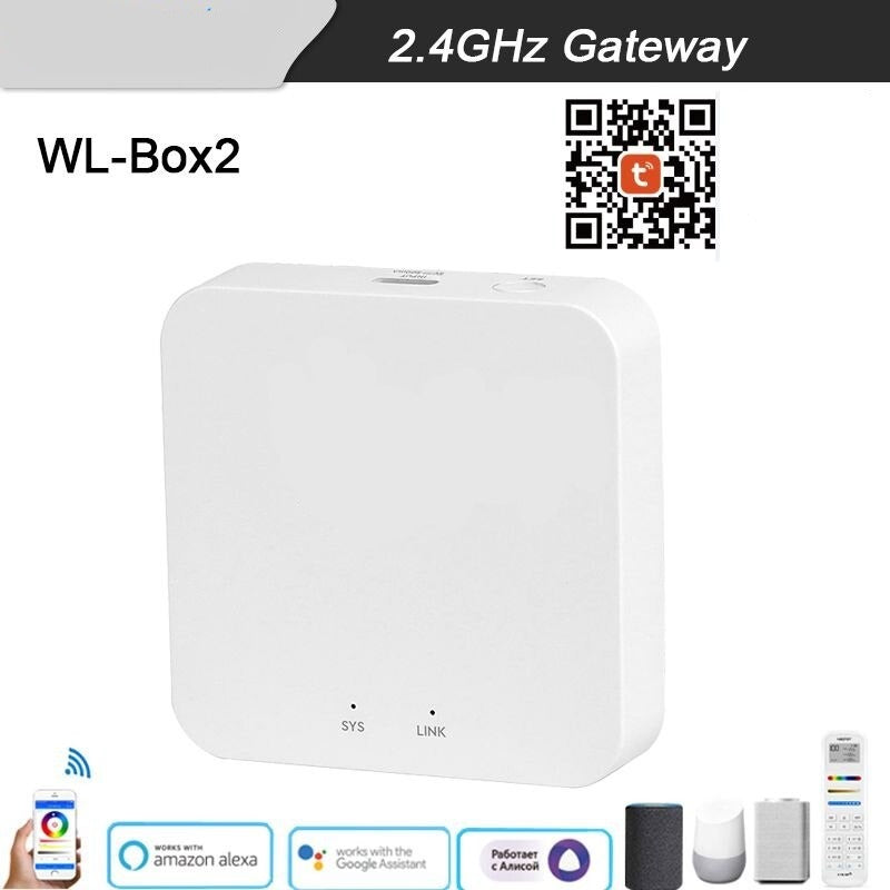2.4G Gateway WiFi Controller WL-Box2 For MiBoxer 2.4G Series Lamp Control Smartphone App/ Voice/100-Zone Remote Control
