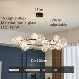 Creative Romantic Style Star Bright LED Modern Chandelier Hanging Lamp Round Black/Golden Transparent Glass Ball Pendant Light