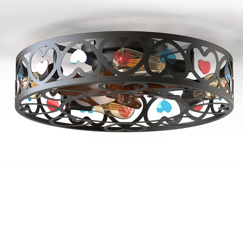 Strong Wind Ceiling Fan Lamp Nordic Restaurant American Style Retro Low Floor Ceiling Mounted Electric Fan Fan With Lamp