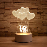 Romantic Love 3D Lamp Heart-shaped Balloon Acrylic LED Night Light Decorative Table Lamp Valentine's Day Sweetheart Wife's Gift