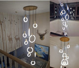 Modern LED chandelier Nordic living room ring hanging lights bedroom fixtures stair lighting home illumination long pendant lamp