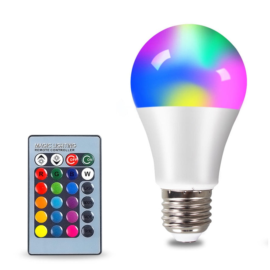 E27 LED RGB Lamp Spotlight Bulb AC 85-265V Bomb illas LED 4W 10W 15W IR Remote Control Led Bulb Smart Led RGBW Lamp Home Decors