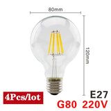 4pcs/lot LED Candle Bulb C35 ST64 Vintage Lamp E14 LED E27 A60 G95 G125 AC220V LED Globe 2W 4W 6W 8W Filament Edison Light Bulbs
