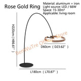 LED Floor Light Round Rings Style Modern Creative Living Room Fishing Floor Lamp Bedroom Bedside Lobby Vertical Lighting Fixture