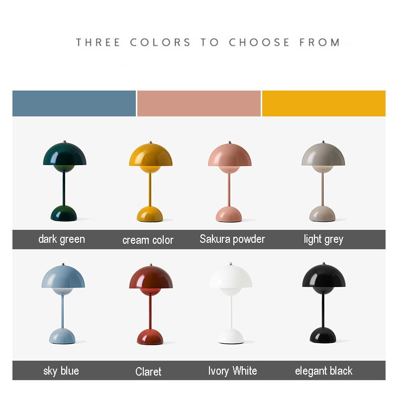 Mushroom Flower Bud Rechargeable LED Table Lamps Desk Night For Bedroom Dining Touch Night Light Simple Modern Decoration