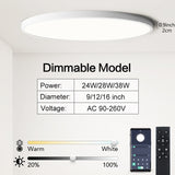 Ultra-thin Dimmable LED Ceiling Panel light Smart APP/Remote Control 