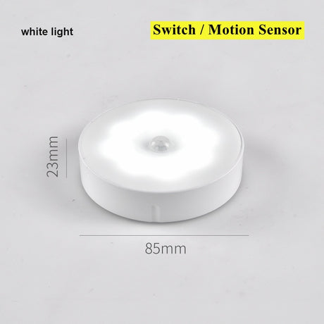 2 Modes Motion Sensor Night Light LED Switch Nightlights USB Chargeable Lights Warm White Wall Lamp for Stairs Closet Cabinet