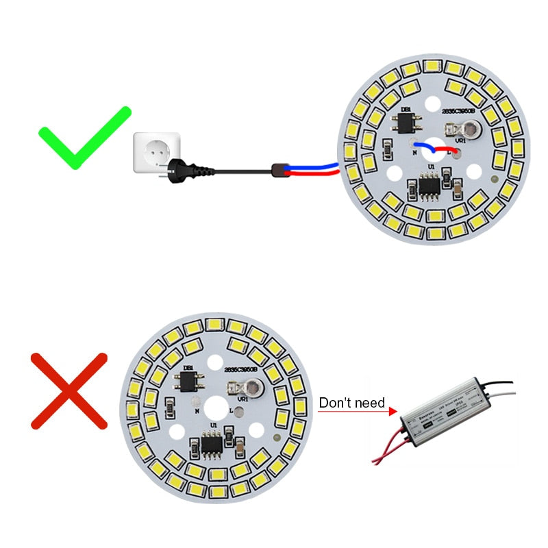 LED Chip 5W 7W 9W 12W No Need Driver AC 220V-240V SMD 2835 Cold Warm White Round Lamp Beads for Bulb Downlight Spotlight
